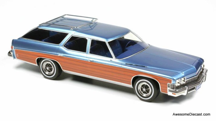1974 Buick Estate Wagon, Light Blue Metallic w/Wood Optic 1:18 Resin Cast Model by BoS