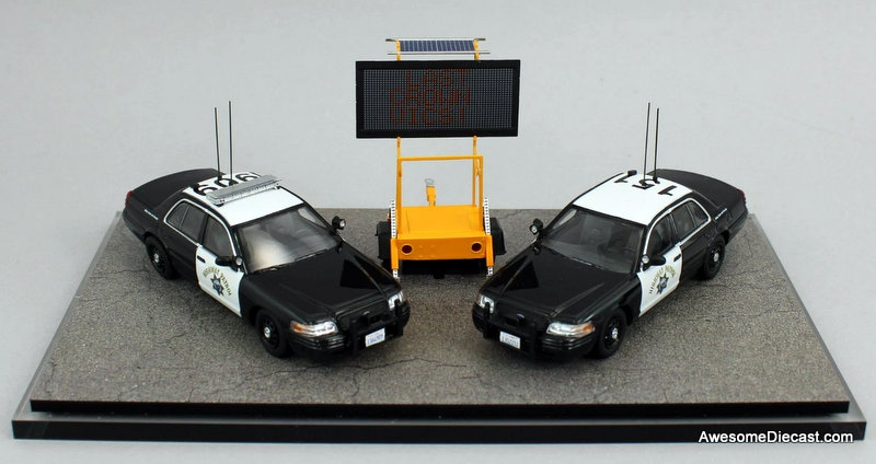 CHP Last 2 Ford Crown Victoria California Highway Patrol Set 1:64 Diecast Model Car by Rollin