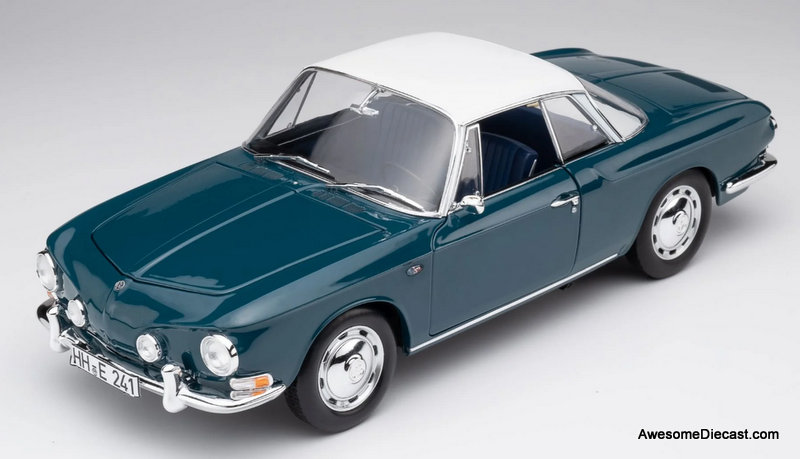 1961 Volkswagen Karmann Ghia 1500, Sea Blue/White 1:18 Diecast