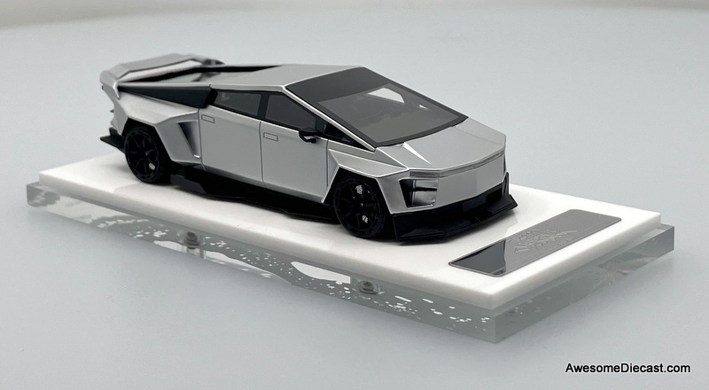 Cybertruck Creative Modification, Titan Silver 1:64 Resin Cast Model Truck by Zephyr