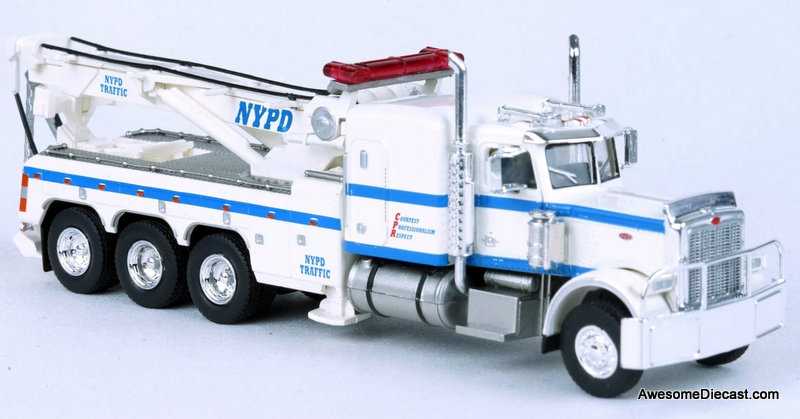 1973 Peterbilt 359 Tow Truck, White: NYPD Traffic Division 1:87 ABS Plastic Model Truck by Brekina