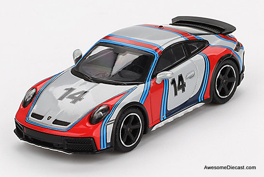 1978 Porsche 911 Dakar #14, Ice Grey Metallic 1:64 Diecast Model Car by Mini GT