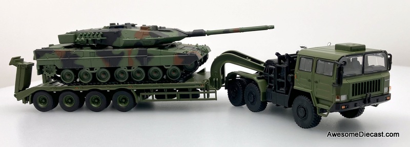 TA4360 Heavy Duty Vehicle Transporter w/Leopard 2A6 Main Battle Tank 1:64 Diecast Metal Vehicles by Xcar/Masdi