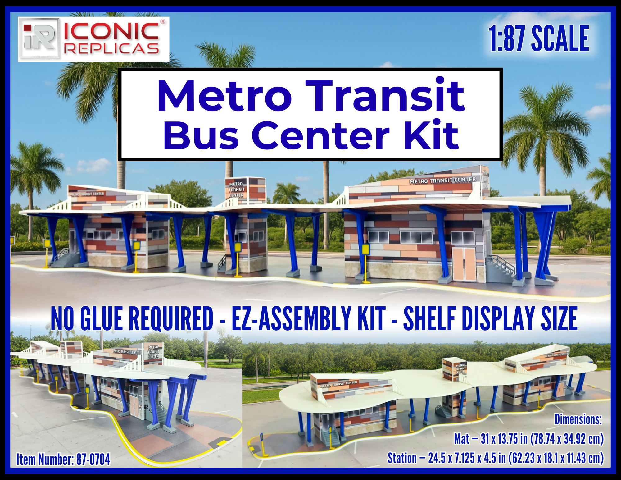 Metro Transit Bus Center 1:87 Bus Station Diorama - E-Z Assembly Kit for Diecast Collectors by Iconic Replicas