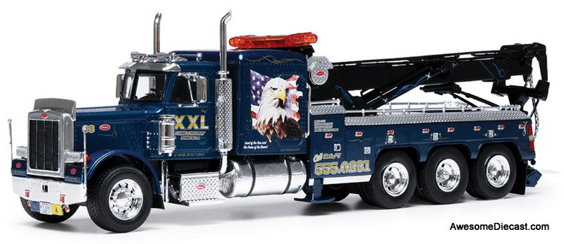1980 Peterbilt 359 Wrecker, Blue w/Eagle 1:43 Diecast Model Truck