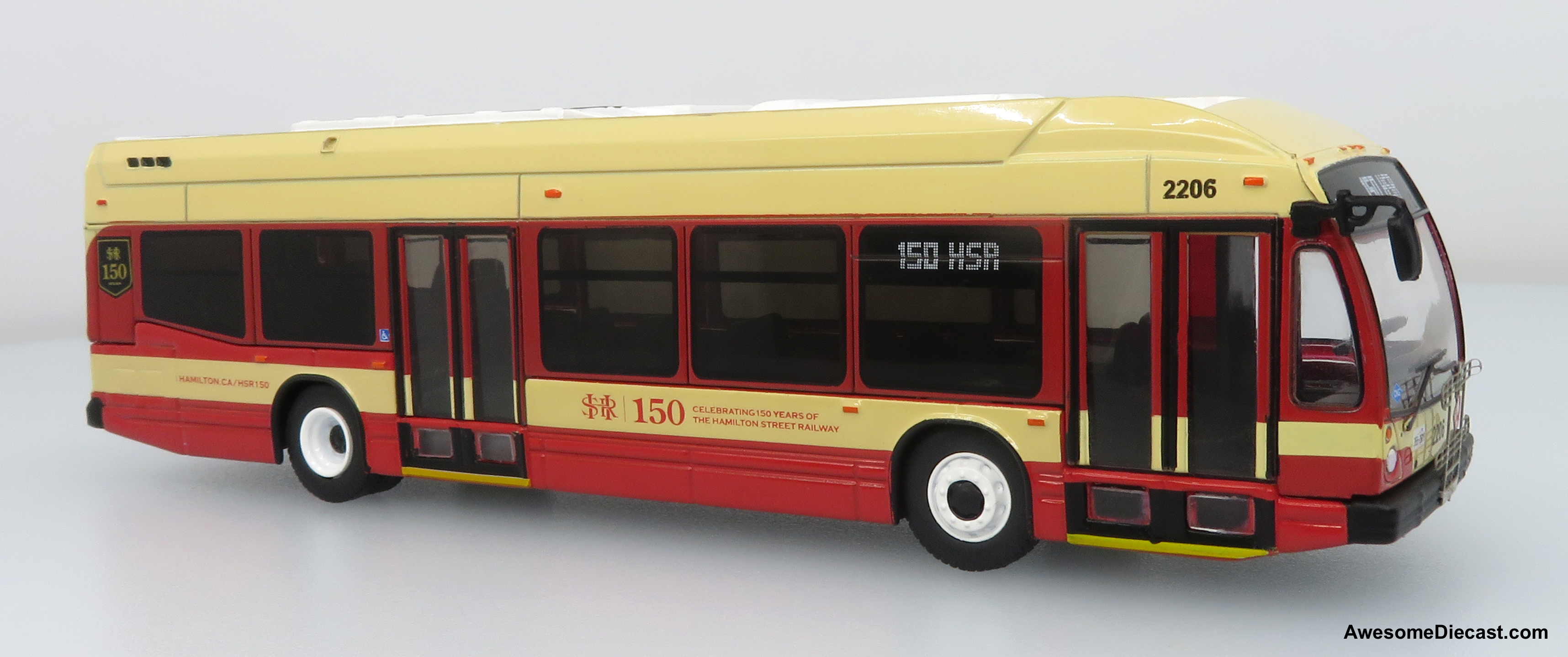 Nova Bus LFS HEV Transit Bus: Hamilton — 150th Anniversary 1:87 (HO) Diecast Model Bus by Iconic Replicas