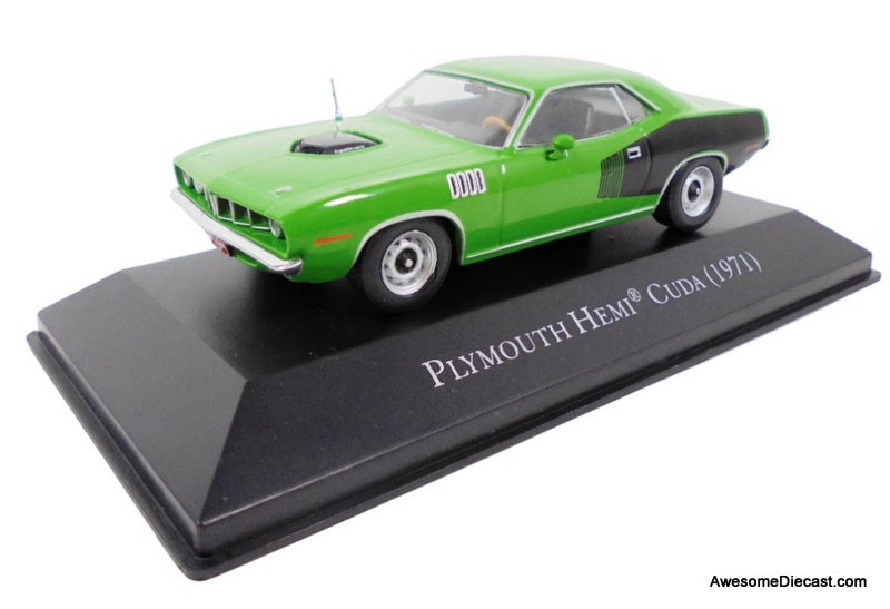 1971 Plymouth Hemi Cuda, Green/Black 1:43 Diecast Model Car by DeAgostini