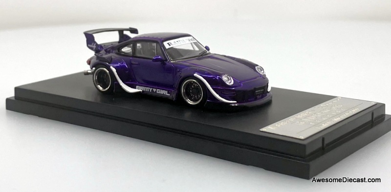 Porsche 993 RWB, Metallic Purple: Army Girl 1:64 Diecast Model Car by Street Warrior