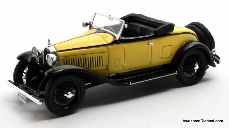 1929 Bugatti Type 40 Roadster, Yellow/Black 1:43 Resin Cast Model Car by Matrix