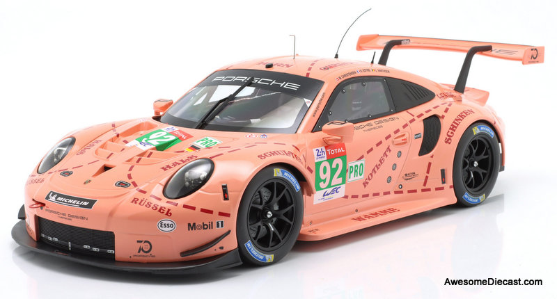 2018 Porsche 911 RSR Pink Pig #92 Winner LMGTE-Pro 24h Le Mans 2018  1:12 Diecast Model Car by IXO
