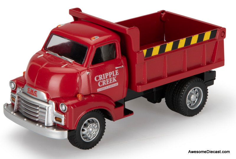1954 GMC Dump Truck, Red: Cripple Creek Lumber & Hardware 1:48 Diecast Model Truck by Denver Diecast