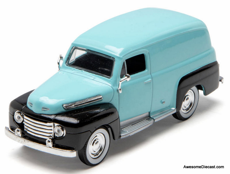 1948 Ford Panel Van, Teal/Black 1:48 Diecast Model Van by Denver Diecast