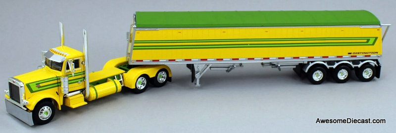 Peterbilt 379 Day Cab w/Lode Distinction Tri-Axle Hopper Trailer, Green/Yellow 1:64 Diecast Model Truck DCP by FG
