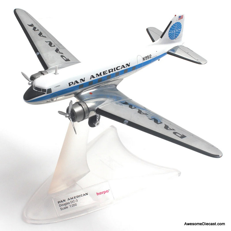 McDonnell Douglas DC-3: Pan American World Airways (Reg #N19912) 1:200 Diecast Model Plane by Herpa