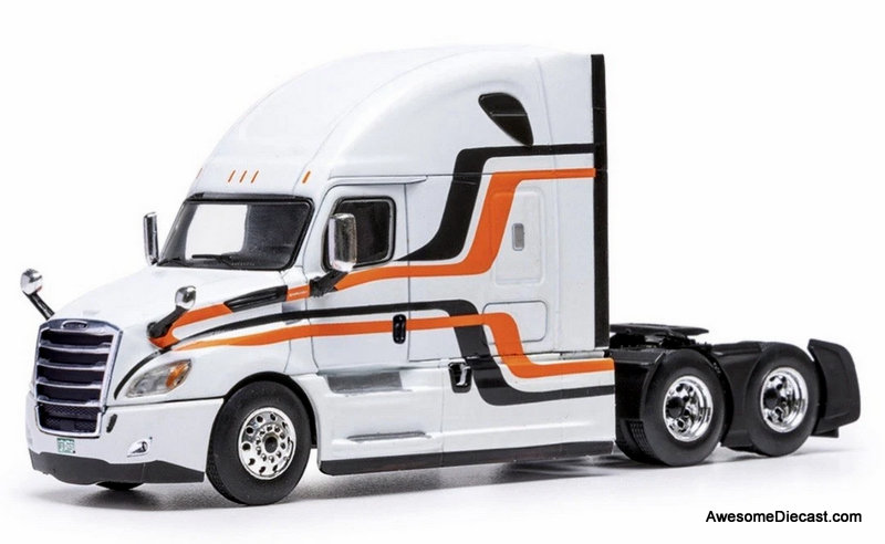 2018 Freightliner Cascadia Hightop Sleeper Tractor, White/Custom 1:64 Diecast Model Truck by IXO
