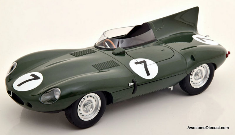 Jaguar D-Type Longnose #7, British Racing Green 24h Le Mans 1955 1:18 Diecast Model Car by CMR
