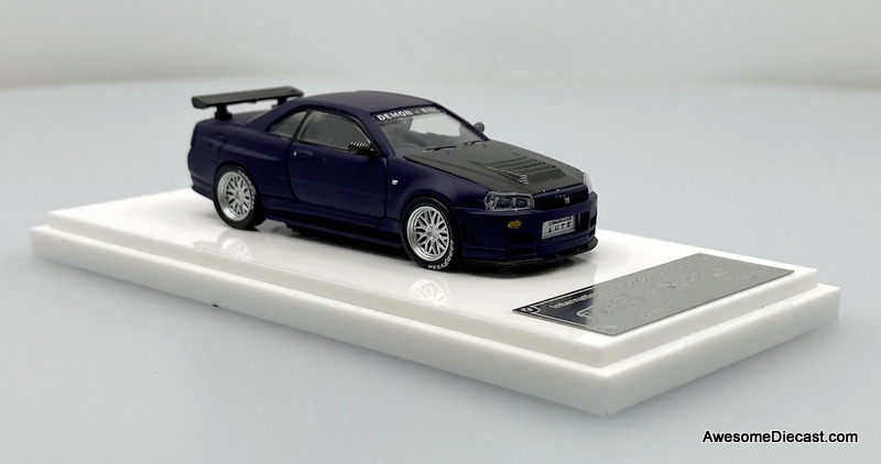 Nissan Skyline GT-R R34, Royal Purple 1:64 Diecast Model Car by Demon King