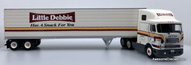 1990 International Eagle COE Sleeper Tractor w/53' Utility Trailer: Little Debbie 1:43 Diecast/ABS Plastic Model Truck by Altaya