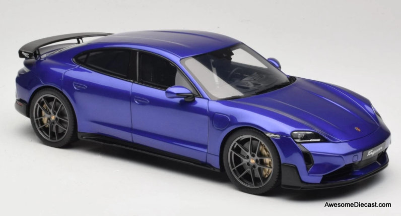 2023 Porsche Taycan Turbo GT, Purple Sky Metallic 1:18 Resin Cast Model Car by GT Spirit