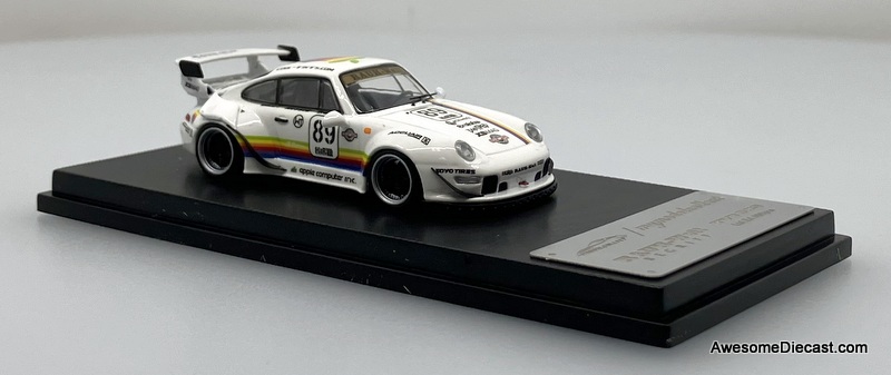 Porsche 993 RWB, #89 White w/Figure: Apple 1:64 Diecast Model Car by My Model Collect