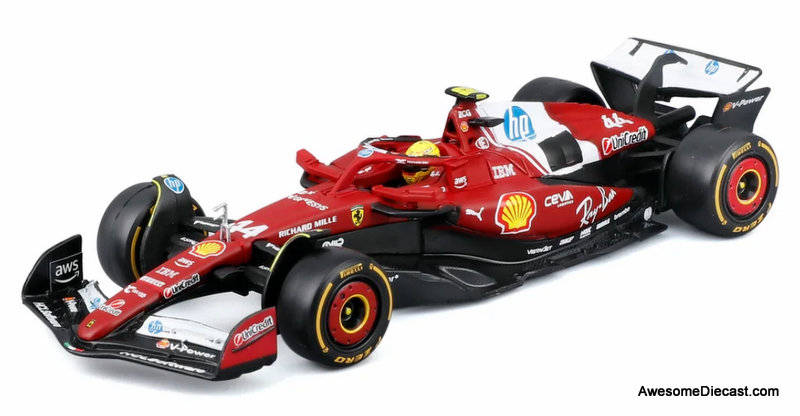 Ferrari SF-25 Formula 1 Race Car #44 1:43 Diecast Model Car by Burago