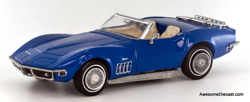 1969 Chevrolet Corvette C3 Convertible, Blue 1:87 ABS Plastic Model Car by Brekina