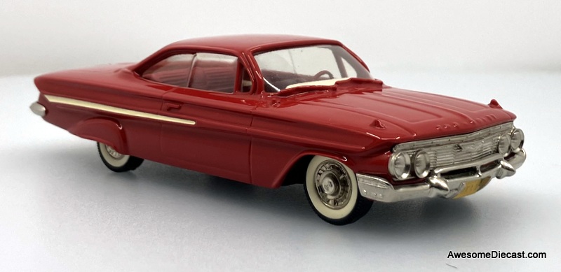 1961 Chevrolet Impala Sport Coupe, Red 1:43 White Metal Model Car by The Brooklin Collection