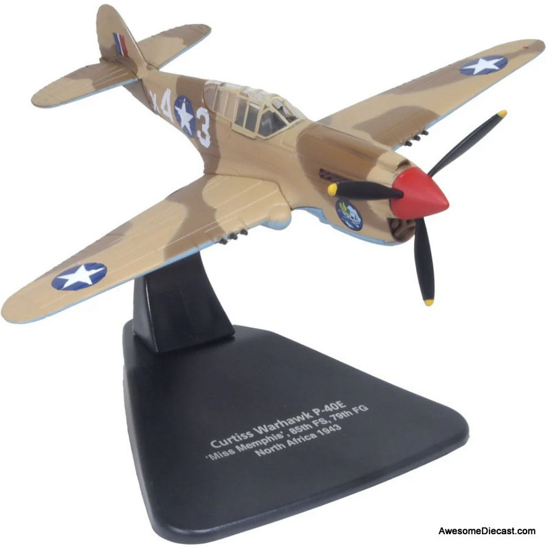 Curtiss P40F Warhawk X43, Miss Memphis N.Africa 1943 1:72 Diecast Model Plane by Oxford Aviation