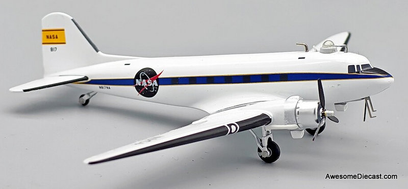 McDonnell Douglas DC-3 (C-47H Skytrain) NASA (Reg #N817NA) 1:200 Diecast Model Plane by Inflight 200