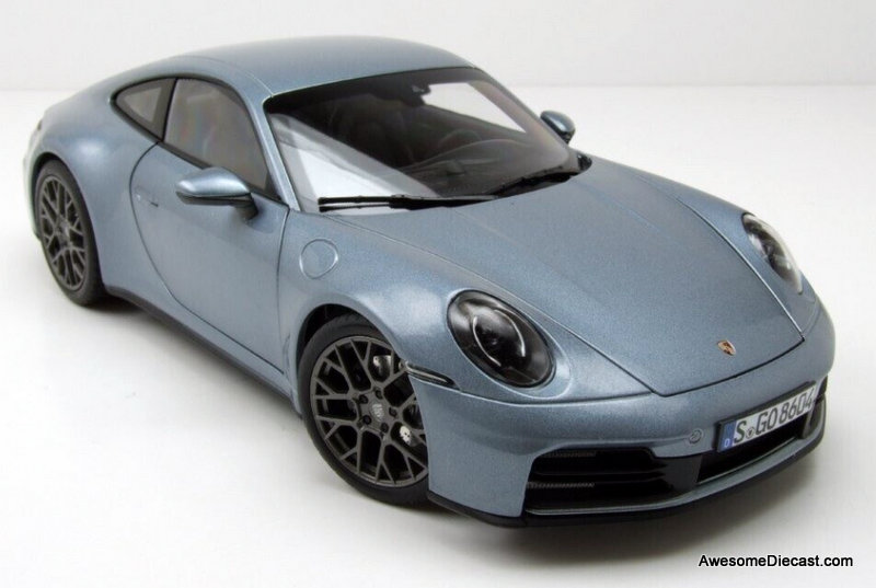2024 Porsche 911 Carrera, Polar Silver Metallic 1:18 Diecast Model Car by Norev