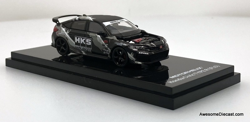 Honda Civic Type R (FL5), Matte Black: HKS Livery 1:64 Diecast Model Car by Motor Helix
