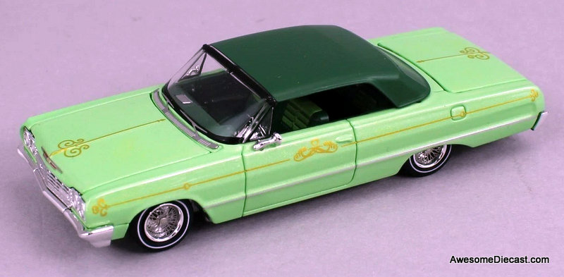 Chevrolet Impala West Coast Bouncing Cars, Avocado Green 1:64 Diecast Model Car by Fine Works64