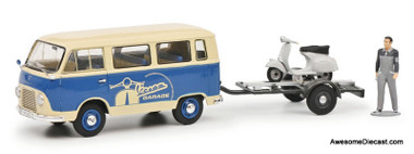 Schuco 1:43 Ford FK 1000 Bus w/Trailer & Vespa And Mechanic