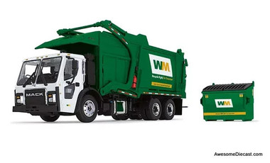 First Gear 1:34 Mack LR Refuse Truck w/McNeilus Meridian Front Loader and Trash Bin: Waste Management