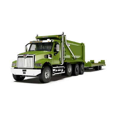 DCP by FG 1:64 Western Star 49X Ox Bodies Dump w/ Beaver Tail Trailer, Green