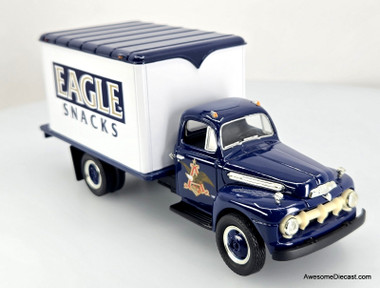 First Gear 1952 1:34 Ford F-6 Dry Goods Van Eagle Snacks, Blue/White