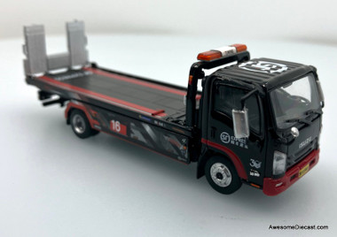 2023 Isuzu N Series Flatbed Tow Truck SF Express, Black 1:64 Diecast Model Truck by Tiny