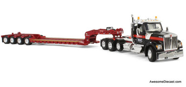 Kenworth W990 Tri-Axle Day Cab w/Fontaine Magnitude Tri-Axle Lowboy Trailer w/Flip Axle: Mammoet 1:64 Diecast Model Truck DCP by First Gear