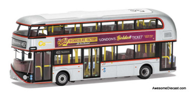 New Routemaster, Go Ahead London Double Decker Bus Route 453 Marylebone, Silver: Charlie & The Chocolate Factory 1:76 Diecast Model Bus by Corgi