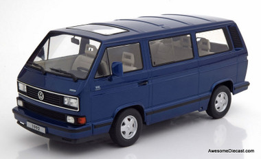 1992 Volkswagen Bus T3 Multivan (Limited Last Edition), Metallic Blue 1:18 Diecast Model Car by KK Scale