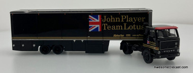 Volvo F89 Day Cab w/Car Carrier Trailer: John Player Team Lotus 1:87 ABS Plastic Model by Brekina