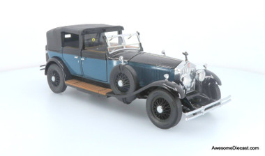 1929 Rolls-Royce Phantom I, Blue/Black 1:24 Diecast Model by Franklin Mint