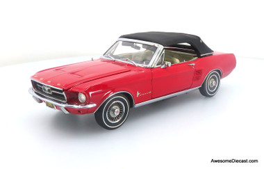 1967 Ford Mustang Convertible, Red/Black 1:24 Retro Diecast Model by Danbury Mint
