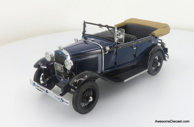 1931 Ford Model A Phaeton, Navy/Tan Convertible 1:24 Vintage Classic by Danbury Mint