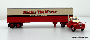 Mack B61 Day Cab w/Dry Goods Trailer: Mackie The Mover 1:87 ABS Plastic Truck by Brekina