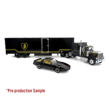 GMC General w/ Trailer & 1982 Pontiac Firebird: Knight Set 1:43 Diecast Model Truck & Car by Iconic Replicas