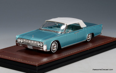 1964 Lincoln Continental Convertible, Metallic Turquoise 1:43 Resin Cast Model by GLM