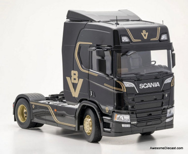 2019 Scania R-Series Topline Sleeper Tractor, Metallic Gray 1:18 Diecast Model Truck by Premium ClassiXXs