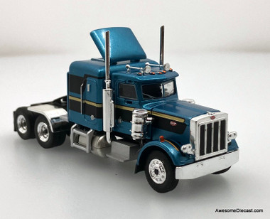 Peterbilt 359 Sleeper Tractor, Metallic Blue/Custom 1:87 ABS Plastic Model Truck by Brekina