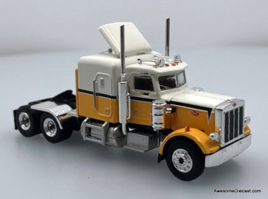 Peterbilt 359 Sleeper Tractor, Metallic Yellow/White 1:87 ABS Plastic Model Truck by Brekina